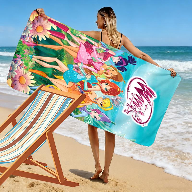 Winx Club Print Beach Towel, Large Soft Quick Dry Towel for Beach Camping Swimming