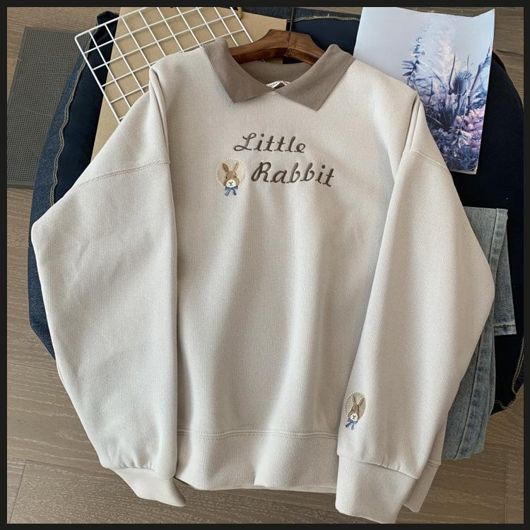 

Весна и Осень Новинка Корейский Вышитый Воротник ПОЛО Свободный Студенческий Универсальный Свитер Женская Тонкая Куртка Топ 2XL абрикосовый