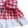 Kariertes Hunde-Kleid Leinen-Set Rot Kariert Spitzenbesatz Welpenkleid Frühling Sommer Ärmellos Haustierkleid mit