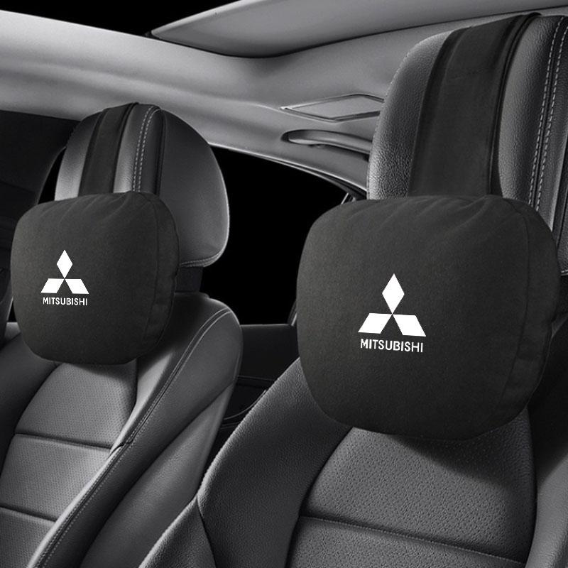 Autostoel Hoofdsteun Nekbeschermer Kussen Suède Leer Gordel Schouderpads voor Mitsubishi Outlander I200 Pajero Eclipse ASX Lancer