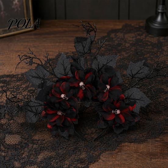 Layered Flower Hair Accessory Halloween Hoop, Flexible Base Headband with 3D Multi-Layered Floral Design, Headgear Handmade Fabric Flowers Day of The
