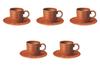 Set of 5 Carved Horsetail Coffee Cups and Saucers X Ceramic Cups and Saucers by Setomonohonpo (Red) [15 1.5 Cm]
