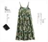 2025 Summer Cotton Linen Patchwork Long Dress with Large Hem and Slimming Fit