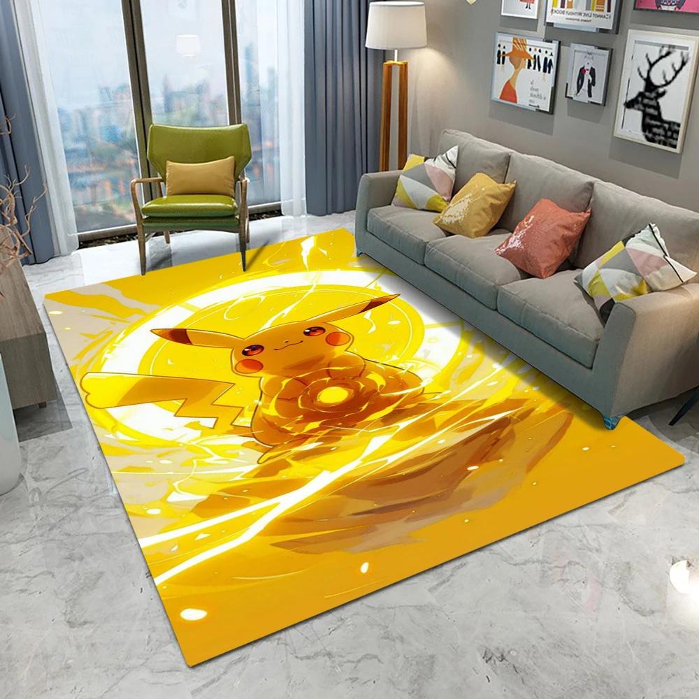  Pikachu Pokemon Kawaii Carpet Living Room Bedroom Kitchen Sofa Table Balcony Entrance Rug Non-slip Cartoon Cute Mat Decor