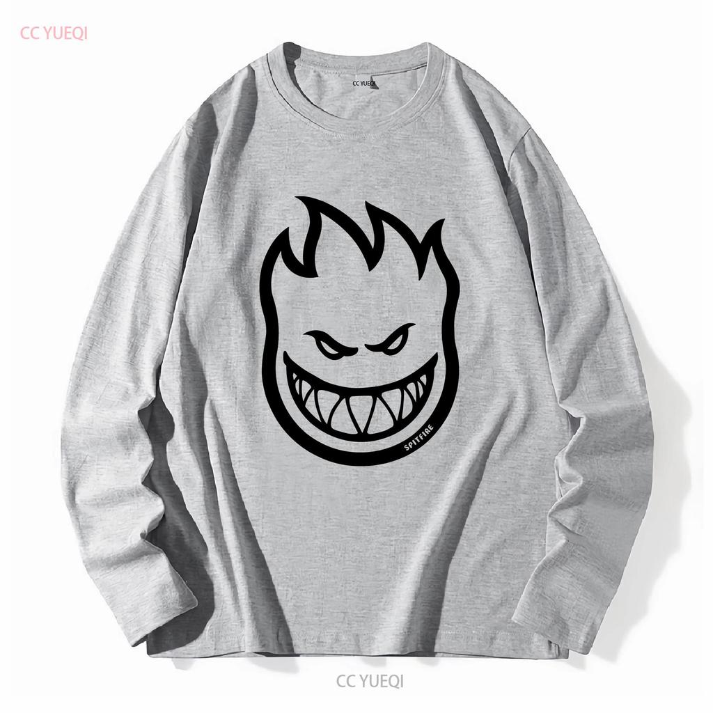 Spitfire Wheels BIGHEAD LOGO Skateboard T Shirt CHARCOAL BLACK Vintage Washed Fashion Graphic Versatile Comfortable Casual