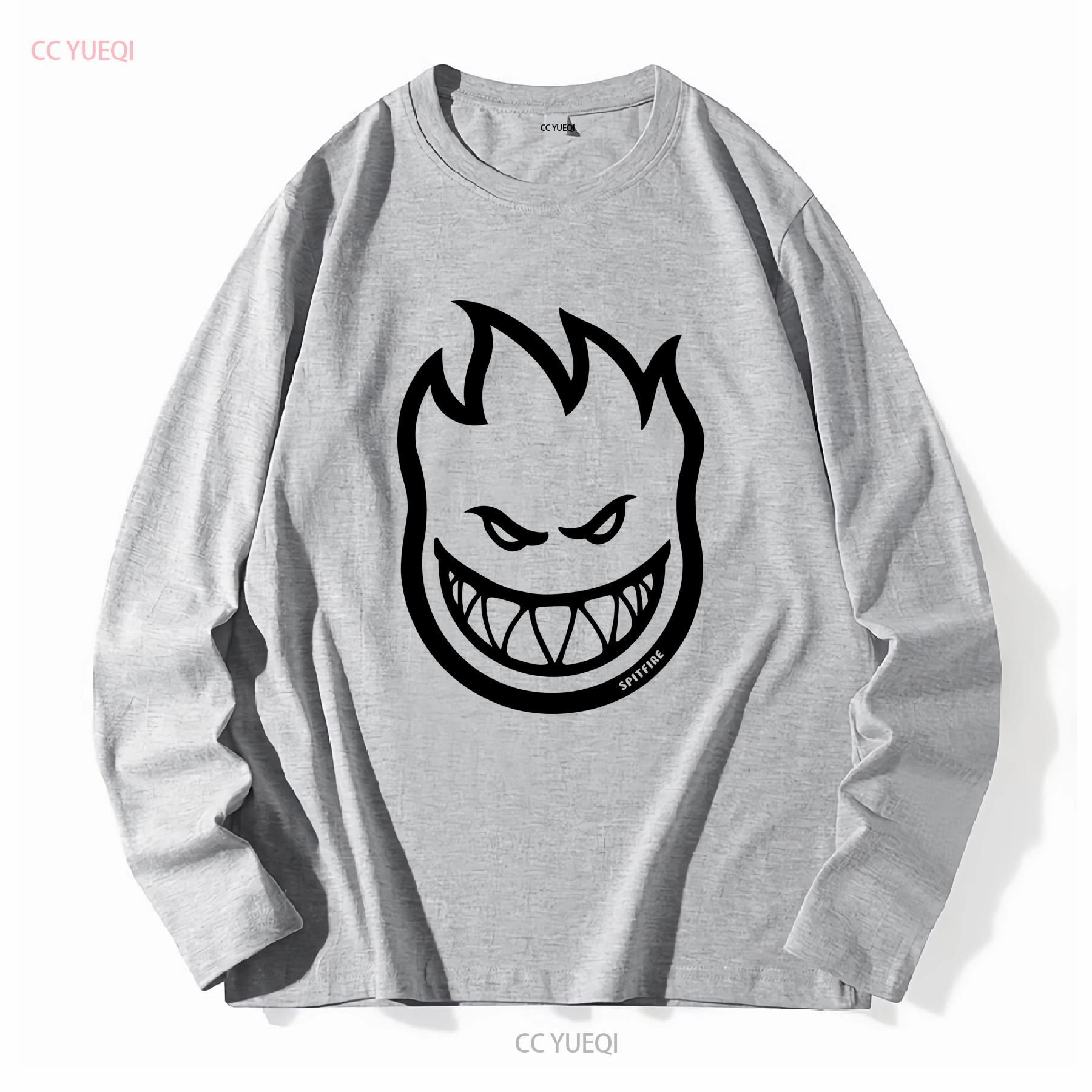 GUOYAN TOP Spitfire Wheels BIGHEAD LOGO Skateboard T-shirt CHARCOAL ZWART vintage Gewassen mode grafisch Veelzijdig Comfortabel Casual M