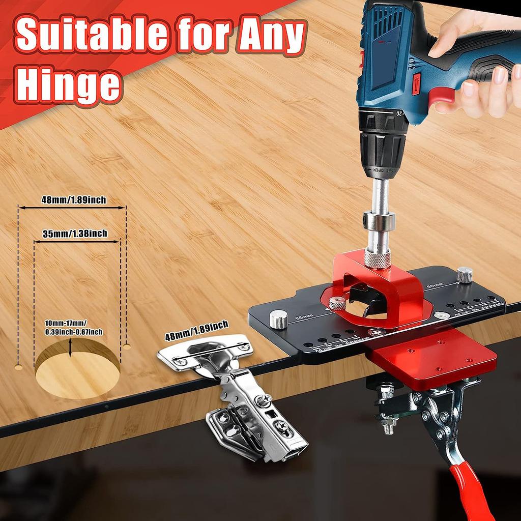 Aluminum Alloy 35MM Hinge Boring Hole Drill Guide Hinge Jig with Clamp For Woodworking Cabinet Door Installation Woodwork Tools