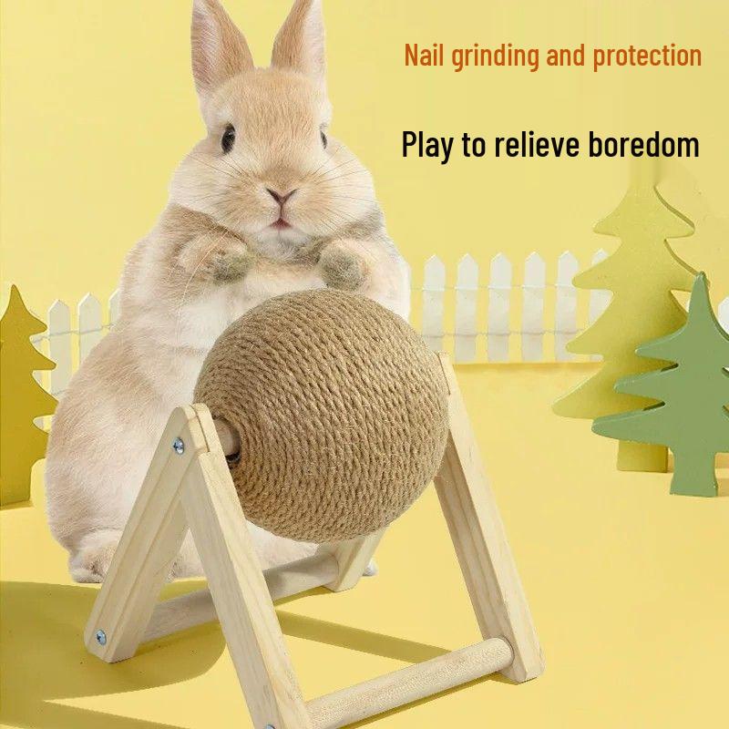 Durable Sisal Scratching Ball: Stress Relief & Teething Toy for Dwarf Rabbits