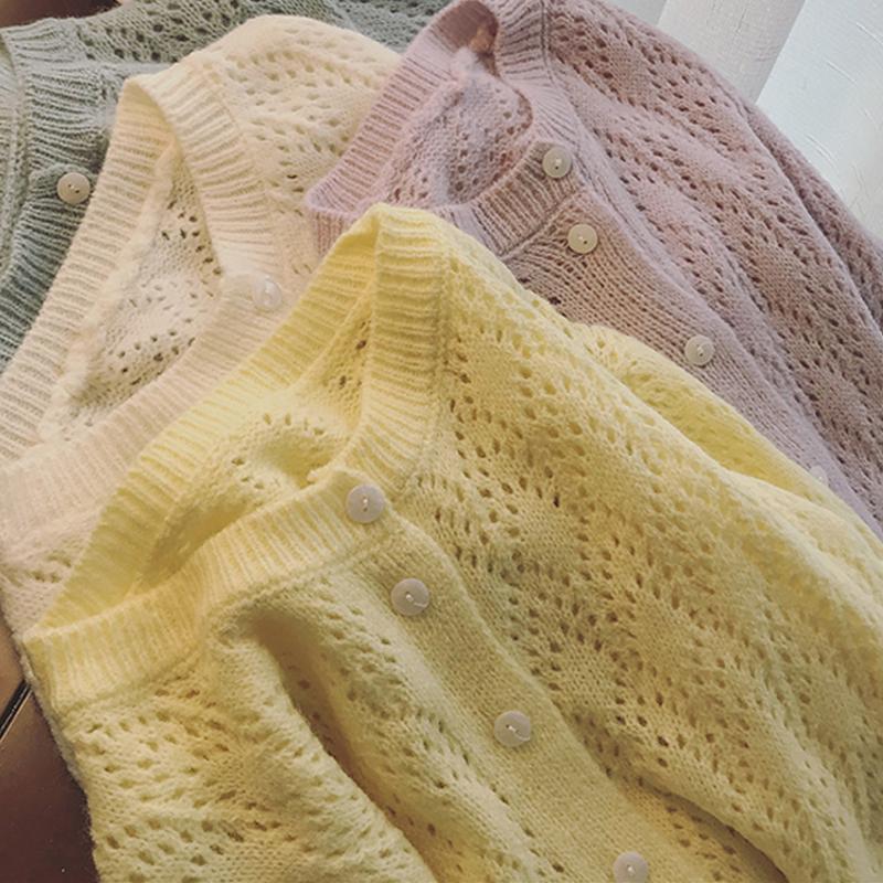 Fashion Vintage Long Sleeve Cardigans Women Casual O-neck Loose Sweaters Coats Women Elegant Hollow Out Knitted Sweater Female 28406