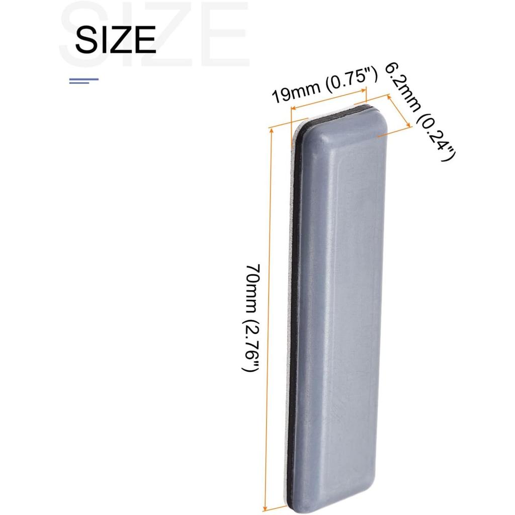 Ślizgacze do mebli (70x19mm) 10 szt., Prostokątne samoprzylepne podkładki ochronne na podłogę - do mebli, dywanów