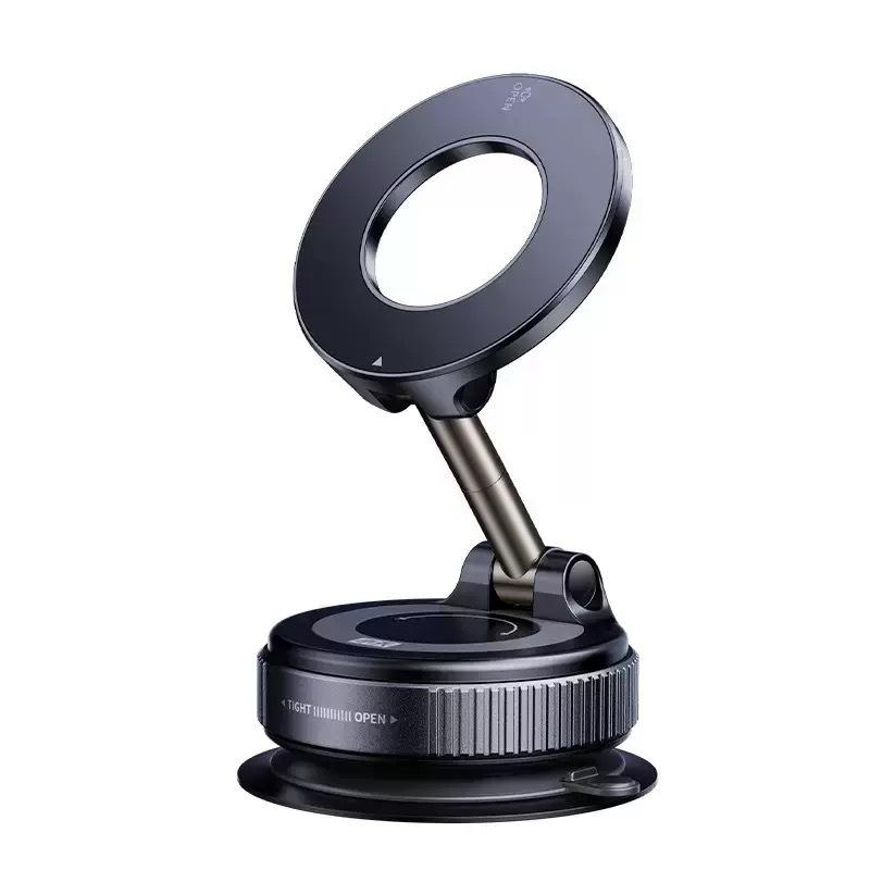 Magnetic Car Phone Holder with Rotating Suction Cup and Dual Vacuum Adsorption for Navigation