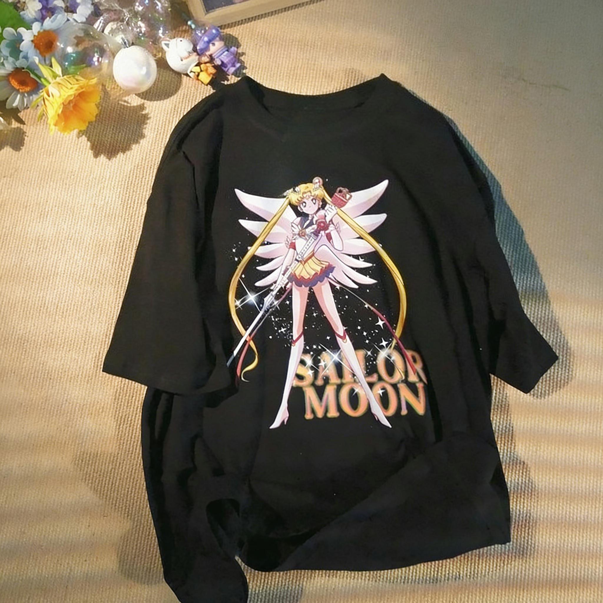 

Daiwing Pretty Girl Cool and Chic White ShortSleeved TShirt for Male AnimeStyle Retro Couple Outfit of High Quality M