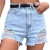 Women's Fashion Casual High Waist Torns Solid Color Jeans Shorts