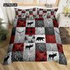 Copripiumino con Cervo Bandiera Americana Decorazione con Alce Set Biancheria da Letto per Ragazzi Adolescenti Tema Animali Selvatici Copripiumino Morbido Poliestere Coperta Trapuntata