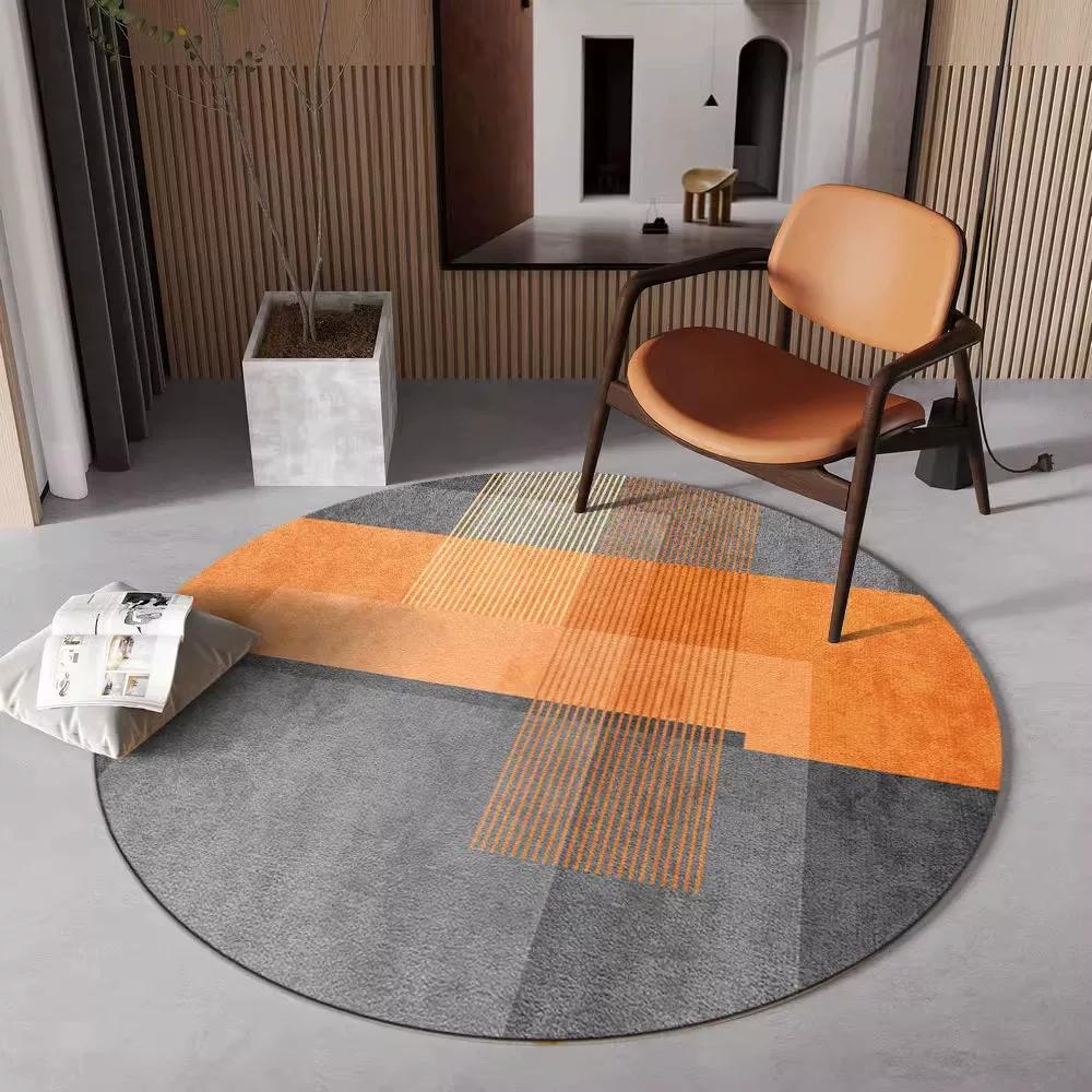 

VIKAMA Modern Geometric Round Rug Non-Slip Swivel Chair Mat for Study Computer Desk Sofa Bedroom Bedside Home Decor 40x60cm