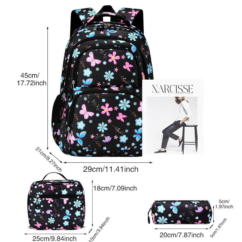 3pcs/set Cute Student Backpack Primary Schoolbag Rabbits and quicks and Kawaii Student Backpack Teenage Girls Handbag Rucksack
