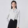 Women's Polka Dot Long-Sleeve Blouse with Bow