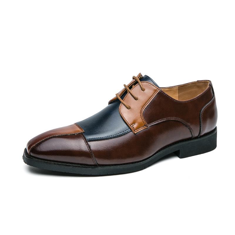 Men s Formal Casual Spliced Leather Shoes, Color-Blocked Large Sizes, Fashionable Business Style 40