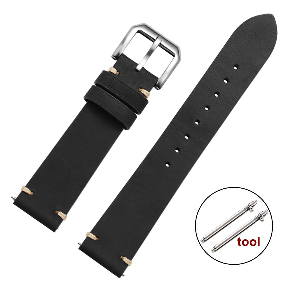 

Handmade Stitching Cowhide Strap for Omega Business Vintage Genuine Leather Watch Bands Men 20/22mm Quick Release Wrist Bracelet 22mm чорний