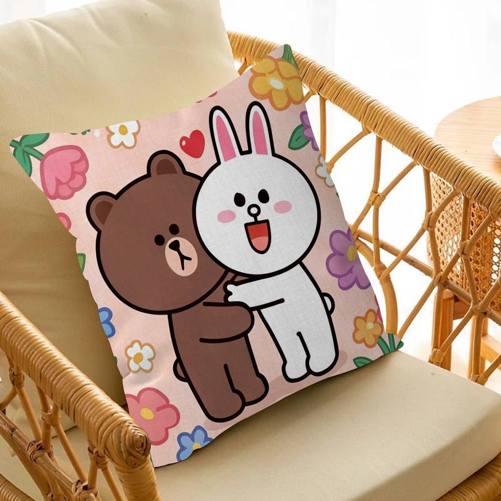 Korea cute L-LINE FRIENDS Pillow Cushion Cover Pillowcase Living Room Sofa Home Decor Customized 30x30cm