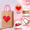 10Pcs/Set Shopping Tote Bag DIY Red Heart Anniversary Party Decor Gift Packing Bags Wedding with Tag Kraft Paper Valentine's Day