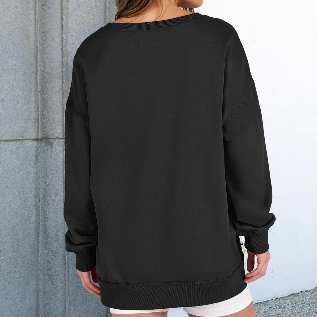 Women's Loose And Comfortable Solid Color V-neck Loose Sportswear Sweatshirt