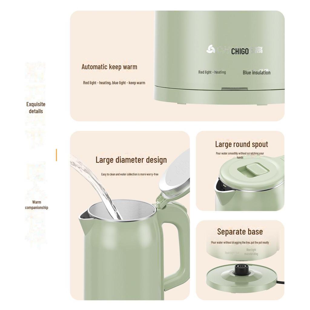 Chigo Vattenkokare: Automatisk vattenkokare med stor kapacitet, isolering och skydd mot torrkokning