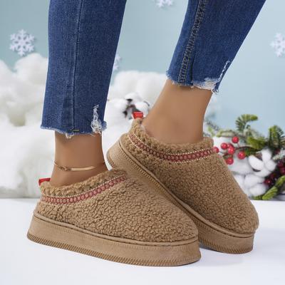 Fashion Warm Fur Ankle Boots Women Platform Slippers Plush Flip Flops Winter Flat Cotton Shoes for Women Brand Design Snow Botas