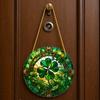Yousheng St. Patrick's Day Acrylic Suncatcher, Green Four Leaf Clover Window Hanging Ornament, Stained Glass Style Irish Lucky Sun Catcher Decor for