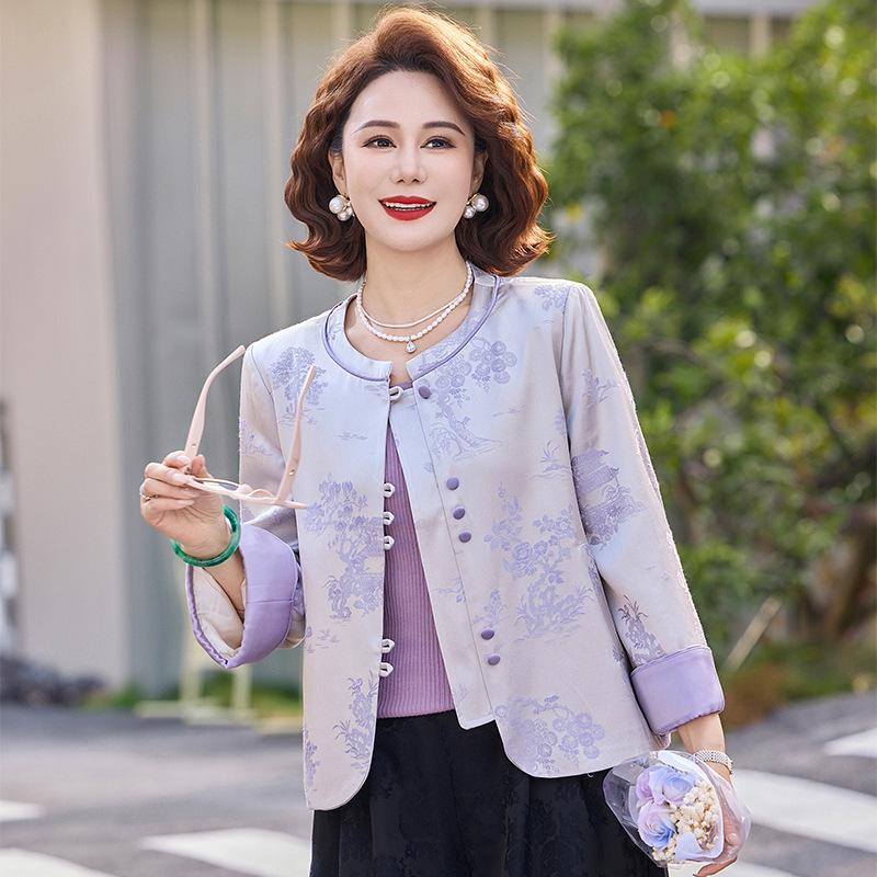 

2026 Tang Suit Top: New Chinese-Style Spring Outerwear for Middle-Aged Women, Perfect for Mother s Day and Spring-Autumn Wear. 4XL (suitable for 135-150 lbs)