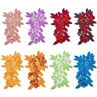 3D Blume Netz Pailletten Stickerei Aufnäher Dekorativ Perlen Phönix Schwanz Blume Mädchen