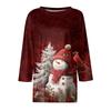 3/4 Sleeve Shirts For Women Print Graphic Tees Blouses Casual Plus Size Basic Tops Pullover
