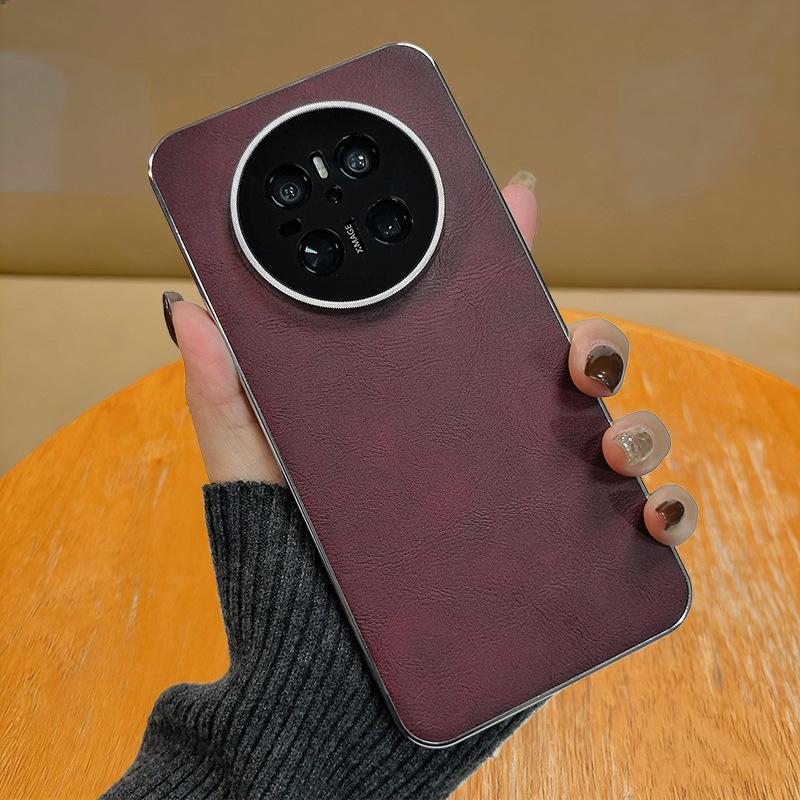Applicable To Huawei Mate70pro Mobile Phone Case Electroplated 70air Lens All-inclusive Anti-drop Mt80 Business Leather Case Soft Edge