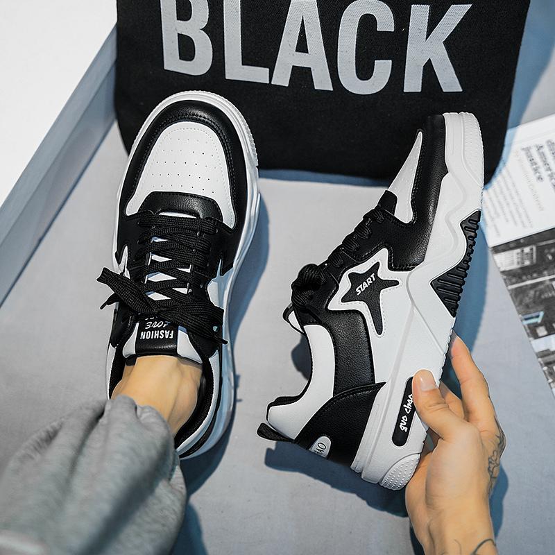 New Autumn Men's Sneakers Men's Comfortable Platform Shoes  Trend Lace-up Vulcanized Shoes White Casual Sneakers