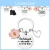 Elegant Stainless Steel Keychain With She Believed She Could Pink Petal Heart Design