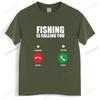 Tshirt Men Cotton Tops Fishing Is Calling You Tshirt Men Fish Gofishing Fisher Fishermen Black Men T Shirt Euro Size