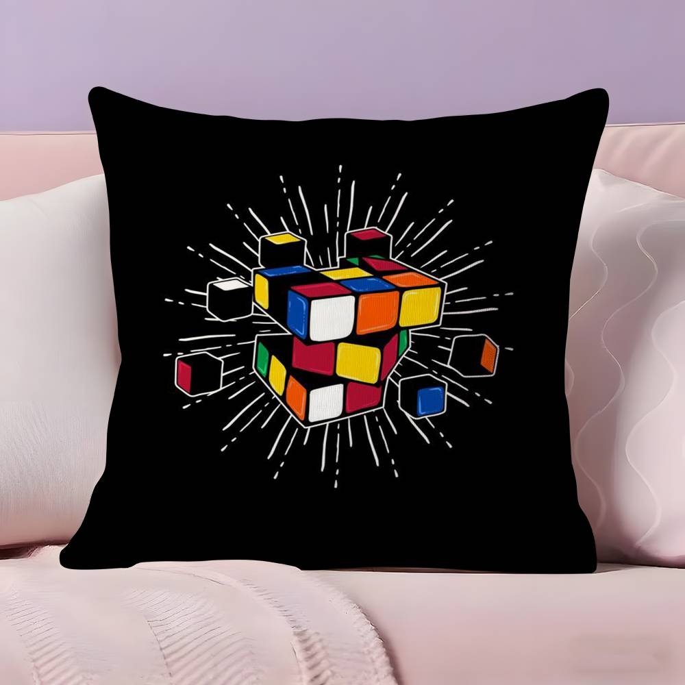 Polštářek R-Rubik C-Cube Potah na polštář Ultra měkká tkanina šetrná k pokožce Pohodlí jako v oblacích & Skrytý zip