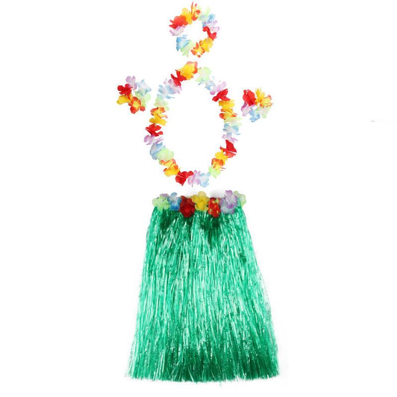 Auffälliger hawaiianischer Hula-Tanz-Grasrock für Erwachsene mit farbenfrohen floralen Akzenten