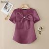 Women Casual V-Neck Summer Short Sleeve Blouse