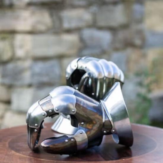 Medieval "Dark Wolf" Gauntlets Spring Steel Hand Protection Armor Gloves