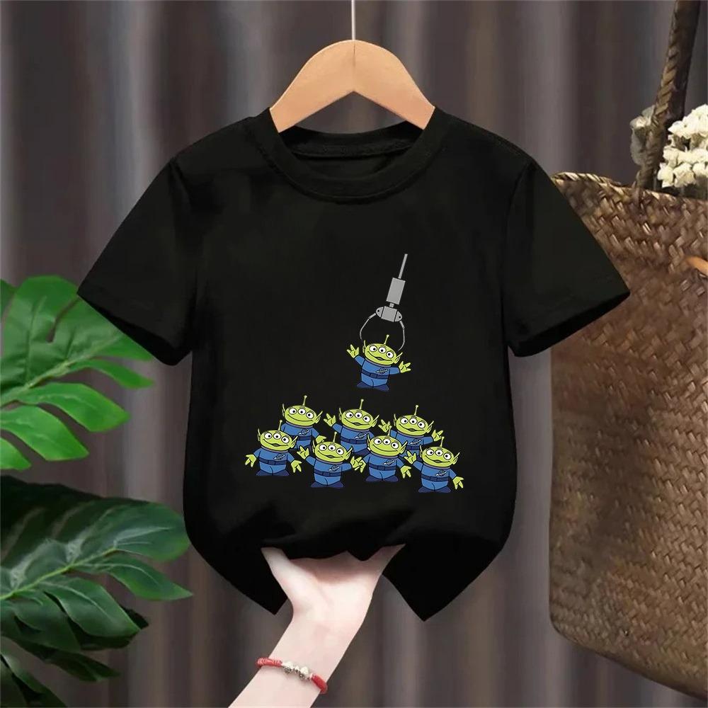 Summer Kids Disney Toy Story Aliens T-Shirt Daily Leisure and Theme Activities Wear Unisex Cotton Short Sleeve