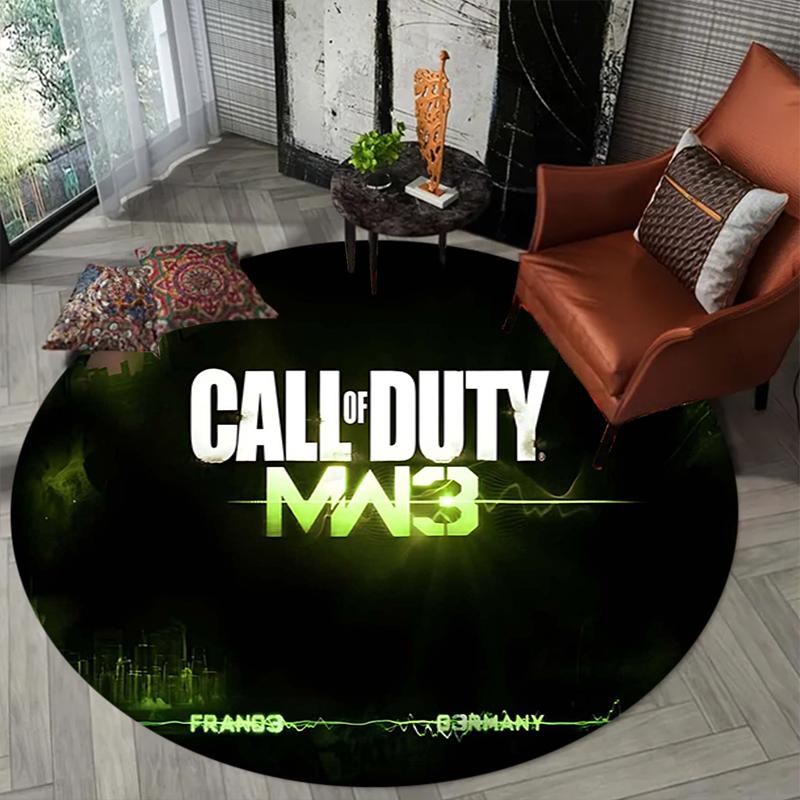 1Pc Call Duty Mw3 Flannel Round Rug Soft Non Slip Circular Office Carpet Floor Mat Bedroom Living Room Xmas Gift Q1315