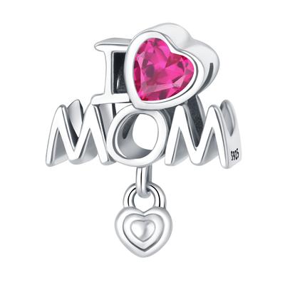 Beads Copper Charms Original I Love My Mother Letters Beads Fit Bracelet Jewelry Diy Women Fine Gift Accessory