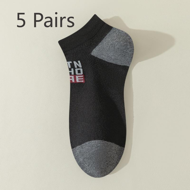 

5 Pairs of Male Spring and Autumn Pure Cotton Anti Bacterial Deodorant Sweat Sports Breathable Boat Socks 5 Pairs темно-серого
