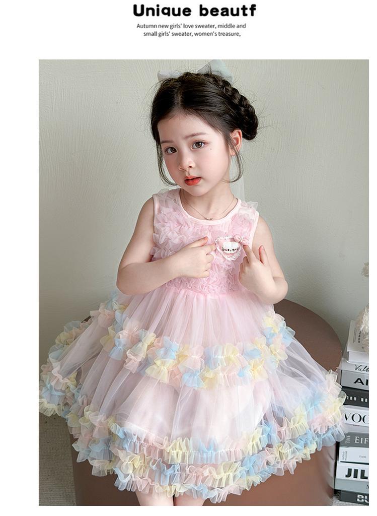 Girls' Summer Dress 2026 New Stylish Beautiful Baby Girl Vest Mesh Skirt Summer Children's Princess Skirt