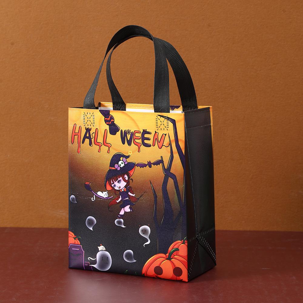 

2024 new Halloween gift bags pumpkin creative cartoon hot press coated non-woven handbags takeaway bags can be printed logo 1pcs жёлтый