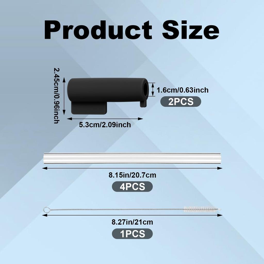 Tumbler Straw Set for Brümate Era 40oz Tumbler, Include 2pcs Tumbler Straw Cover Cap 4pcs Reble Tumbler Straw Replacement 1pcs Straw Cleaner Brush