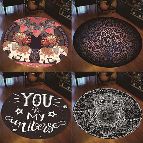 

Детский ковер с принтом черной совы и животным, ковер с мандалой, круглый коврик для пола в гостиной, мягкий нескользящий коврик, детский домашний декор