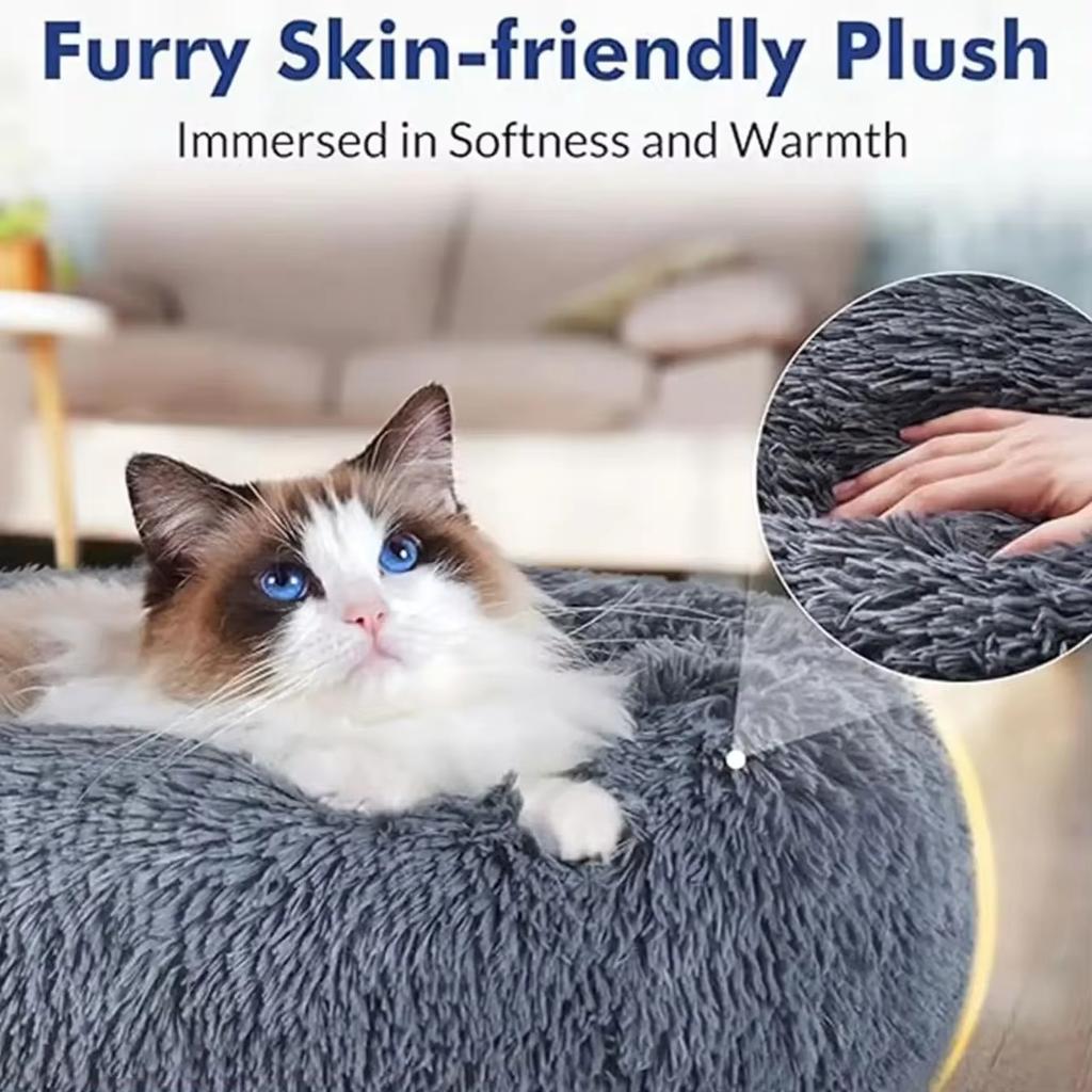 40cm Round Pet Bed for Large Dog Bed Super Soft Cat Bed Long Plush Dog House for Medium Dog House Winter Warm Sleeping