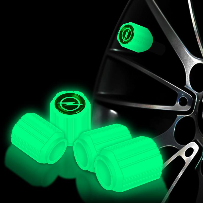 Car Tire Valve Cap Fluorescent Night Glowing Decor  For Opel Corsa
